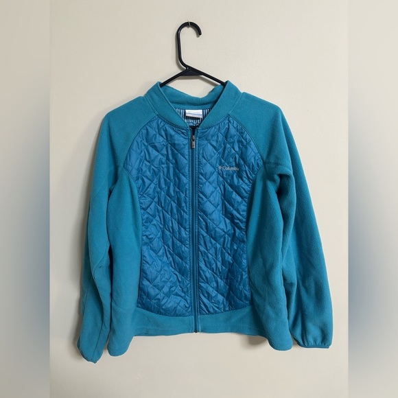 Columbia Warmer Days Quilted Fleece Jacket Full Zip Up Teal Size Large - Picture 1 of 7